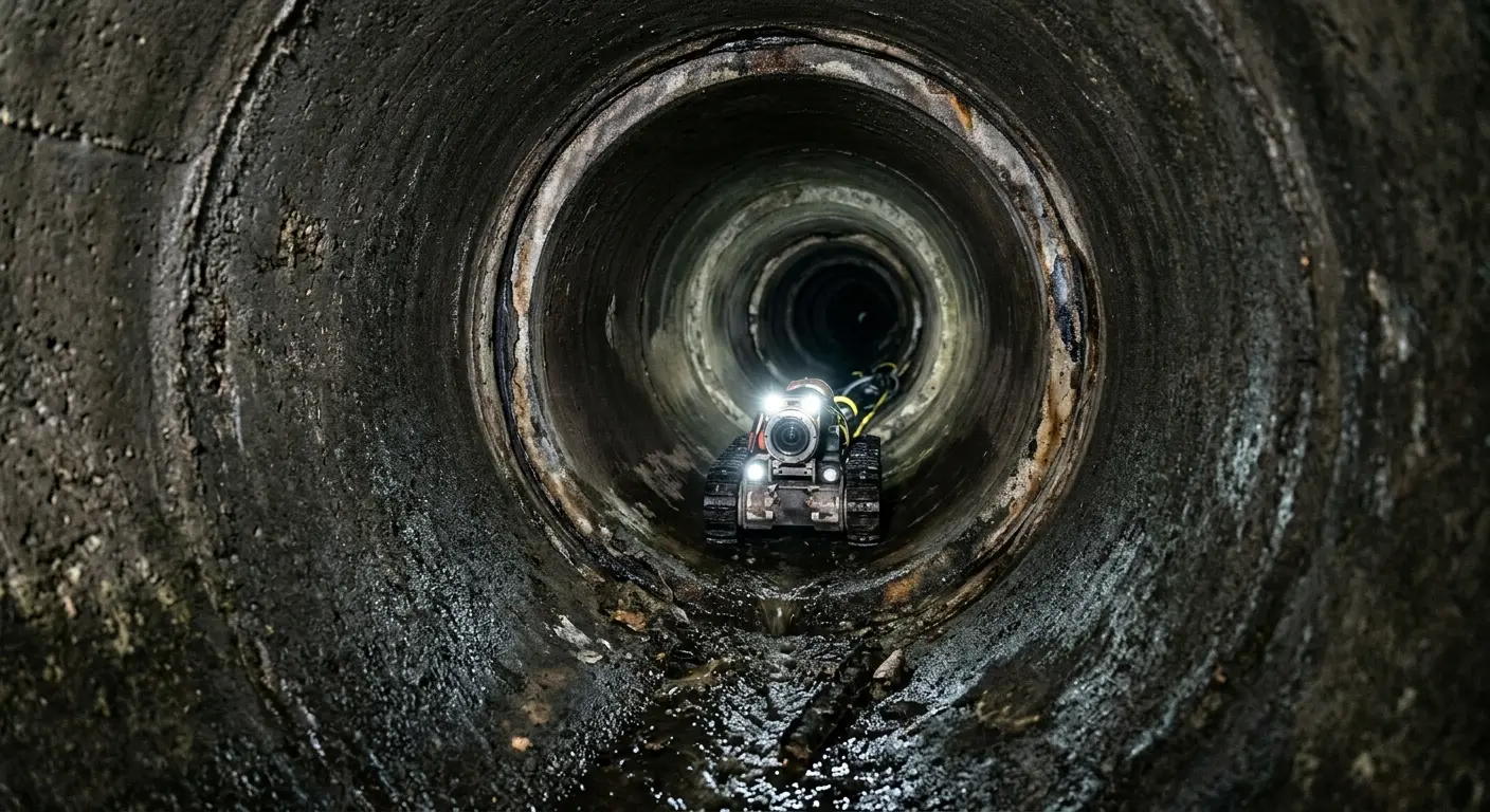 Robotic sewer camera inspecting pipe interior for Drain Snake Service in Union Mill